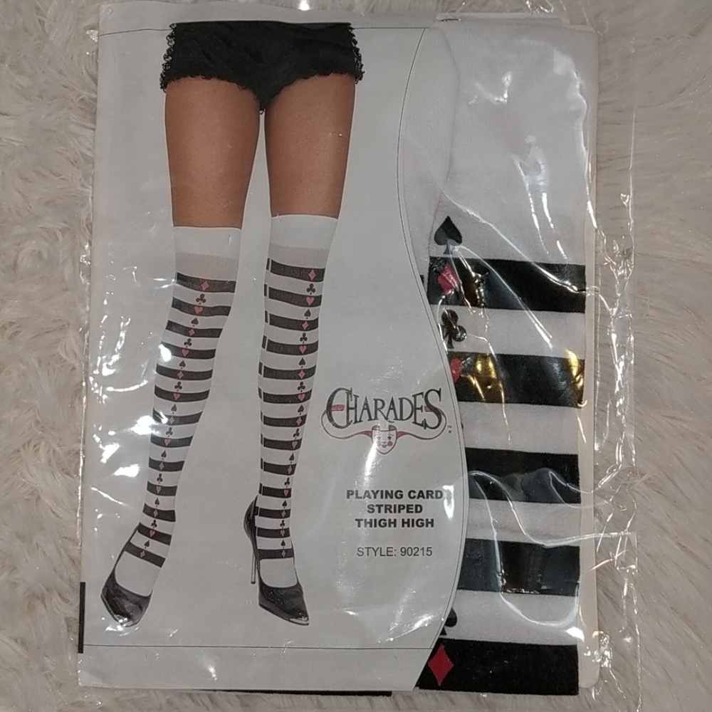 CHARADES Playing Card Striped Thigh High